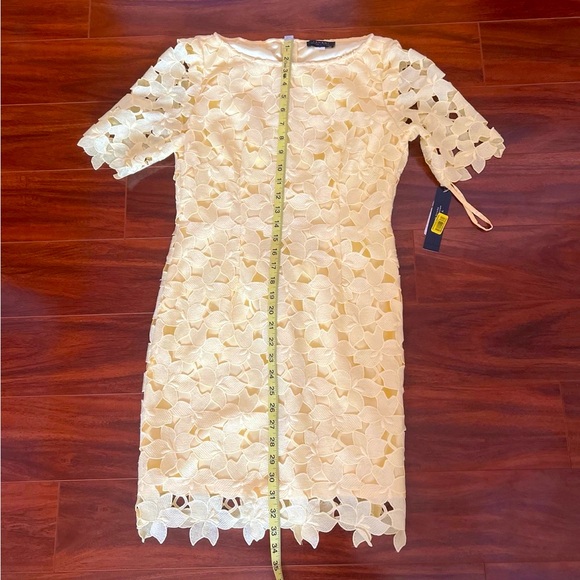 Tahari Arthur S. Levine Yellow Lace Dress Size 4P - Picture 9 of 10